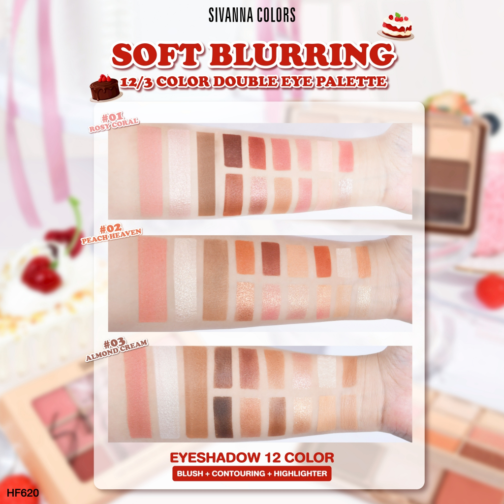 Sivanna Colors SOFT BLURRING 12/3 COLOR DOUBLE EYE PALETTE : HF620 | เมคอัพเซ็ต - 5