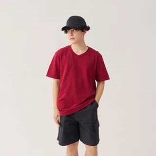 เสื้อไม่ร้อน คอวี Mynds รุ่น Regular Smart T-Shirt ผ้า Dry Tech ที่สุดแห่งความใส่สบาย ระบายอากาศดี Unisex สีแดงเลือดหมู