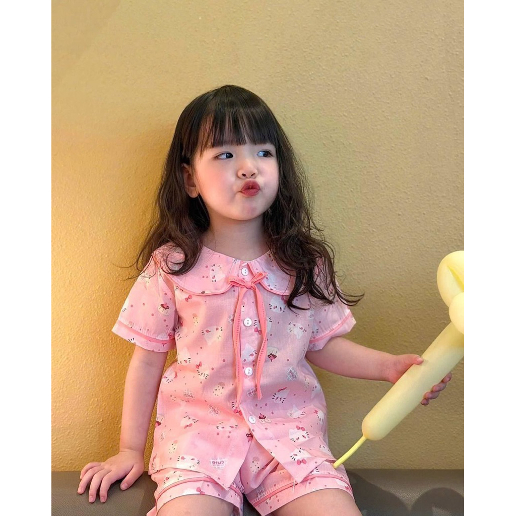 ส่งจากไทย ❗️ ชุดนอนลูกสาวแขนสั้นขาสั้นพิมพ์ลายการ์ตูนน่ารัก ผ้านิ่มใส่นอนสบาย รับประกันความน่ารัก