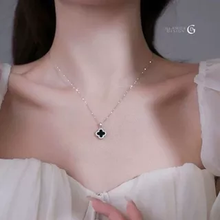GLAMOR✨สร้อยคอเงิน Midnight Clover สร้อยคอเงินแท้925 จี้เพชร สไตล์เกาหลี สร้อยคอรูปโคลเวอร์สี่แฉก