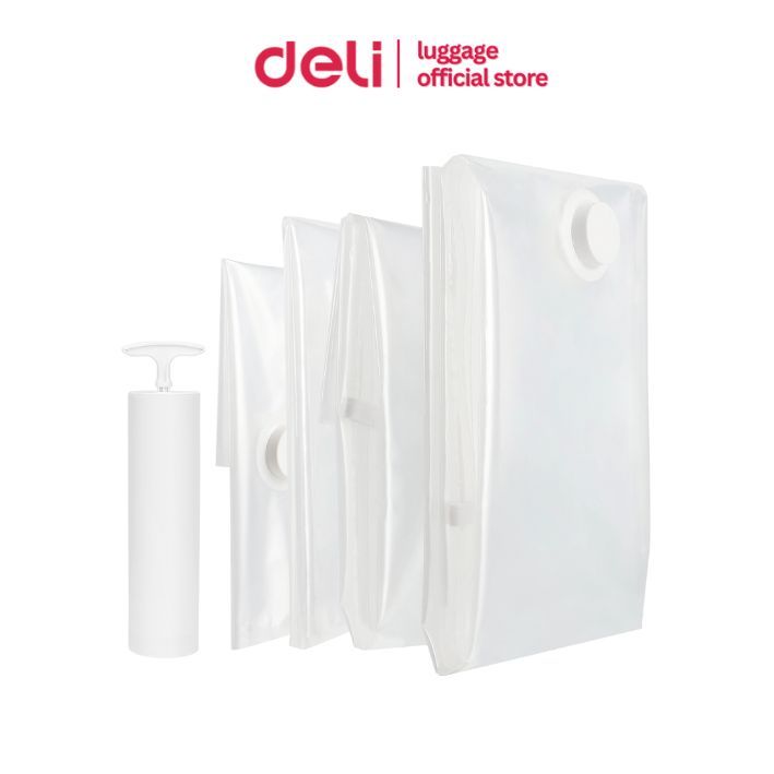 Deli ถุงสูญญากาศ ถุงเก็บสูญญากาศ ถุงเก็บเสื้อผ้า ใช้เครื่องสูบ แบบใช้มือ ประหยัดพื้นที่ Vacuum Bag