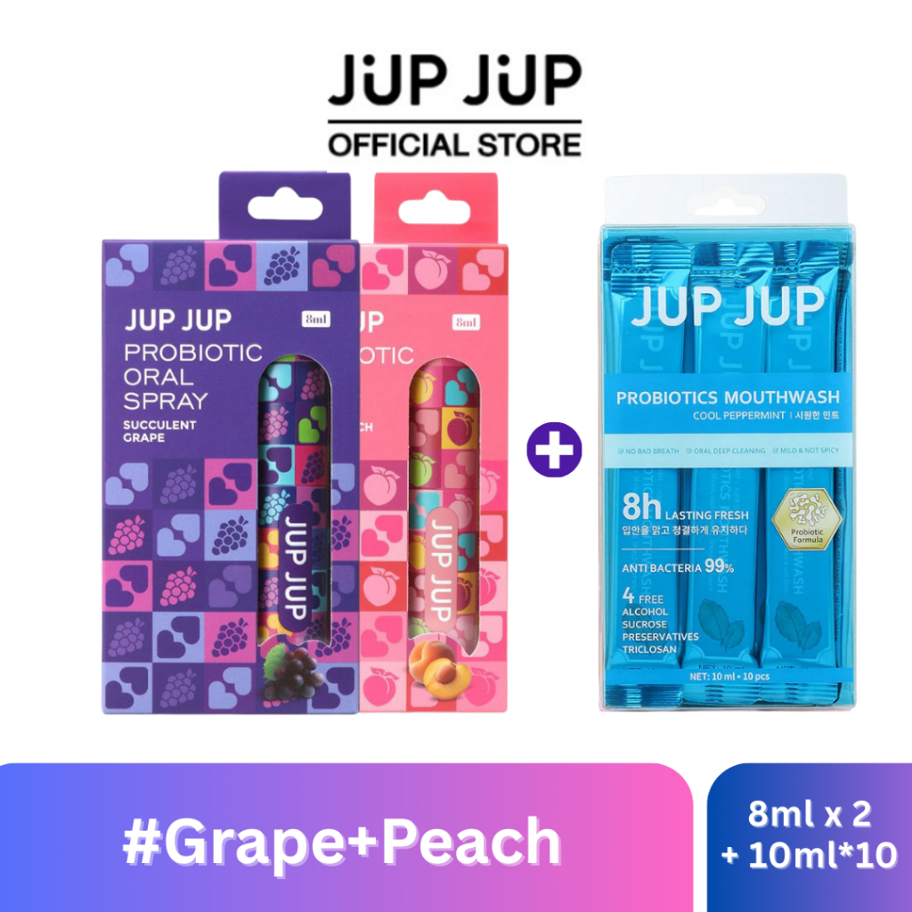 [Duo Set] Jup Jup Probiotic Oral Spray 8ml*2pcs + Probiotics Mouthwash [10ml x10pcs] 1pc
