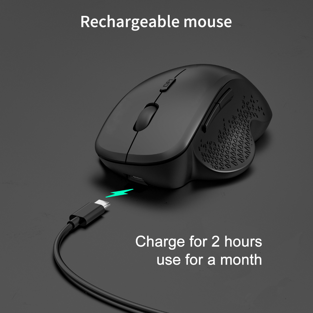 ของแท้   เมาส์เกมมิ่งไร้สายแบบชาร์จไฟได้ เมาส์ USB Bluetooth ขนาดเล็ก เมาส์ตามหลักสรีรศาสตร์พร้อมอะแดปเตอร์ Type-C ราคา ถูกที่สุด ดีลบีเคเค แกลเลอรีภาพที่ 5