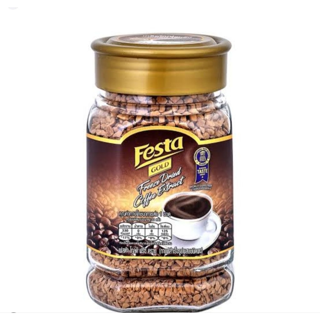 กาแฟเฟสต้าโกล์ดฟรีชดรายคอฟฟี่เกล็ดใหญ่หอมเข้มข้น180กรัม
