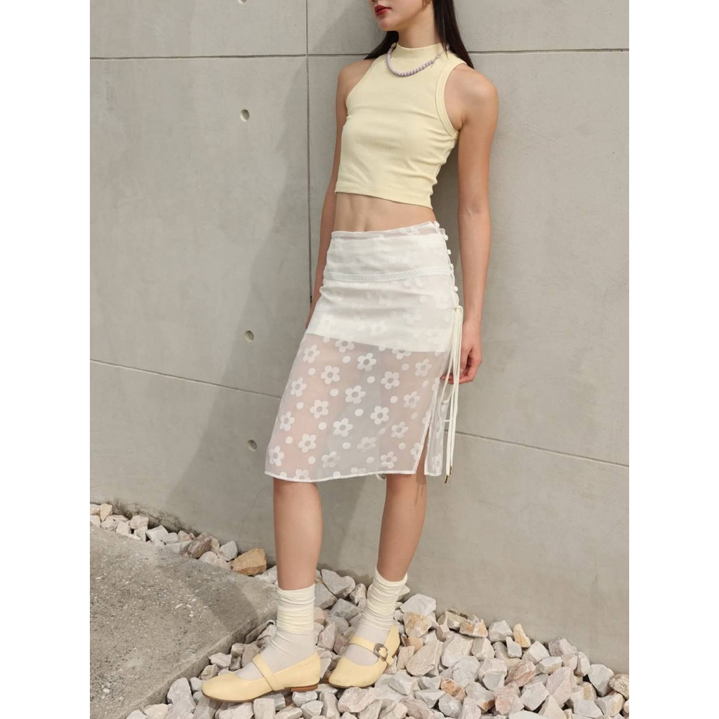 MIKA CHIFFON SKIRT กระโปรงซีทรูลายดอกไม้