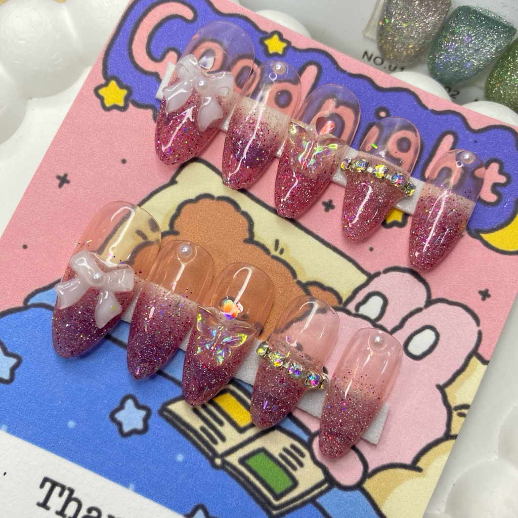 เล็บเจลสำเร็จรูป โทนแฟลชชมพู 👑🩷 ‼️แถมฟรีกาวตะไบ‼️✨สินค้าถ่ายจากงานจริง✨