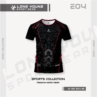 LONG YOUNG เสื้อกีฬาเด็ก พิมพ์ลายหน้าเดียว คอกลม เสื้อออกกำลังกาย ชุดออกกำลังกาย รุ่น //E04