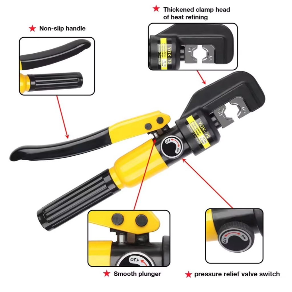 YQK -70 คีม ย้ำหางปลา ไฮโดรลิค Hydraulic clamp  4-70 Sq.mm คีม พร้อมดายหกเหลี่ยม