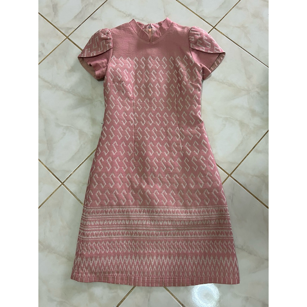 เดรส Omeshop Xs 33-26-36 ผ้าไทย สีชมพู