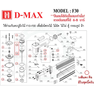 ชุดโอริง F-30 D-MAX โอริงซ่อมปืน โอริง ปืนลม พร้อมลิ้น D-MAX ของแท้ 9-06-07 ลิ้นปืน ชุดซ่อมปืนลม
