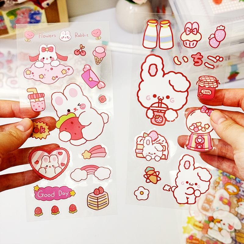สติ๊กเกอร์น่ารัก สติ๊กเกอร์ PVC สติ๊กเกอร์ใส ติดแก้วน้ำ ติดเคส โน๊ตบุ๊คตกแต่ง