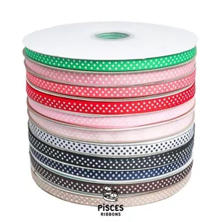 ริบบิ้นกรอสเกรนลายจุด Dotty Charm 1 cm. – สไตล์มินิมอล พรีเมียม น่ารัก ผูกของขวัญ ตกแต่งเสื้อผ้า [RBY-0093]