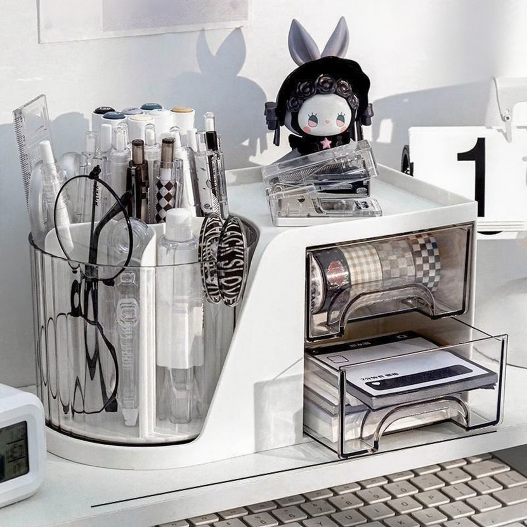 ที่จัดเก็บปากกา 360° หมุนได้ สำหรับนักเรียน-ออฟฟิศ เก็บเครื่องเขียน อเนกประสงค์