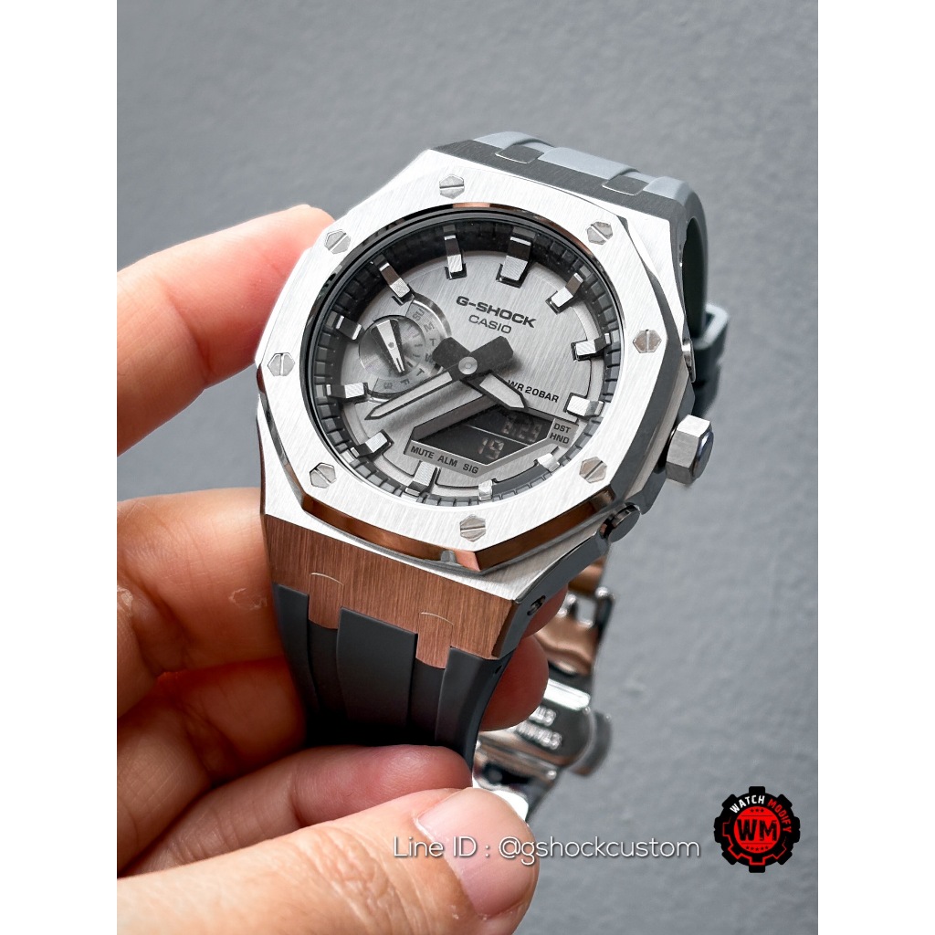 G-Shock Casioak GM2100 Up level Royal Oak Custom Grey Rubber Strap