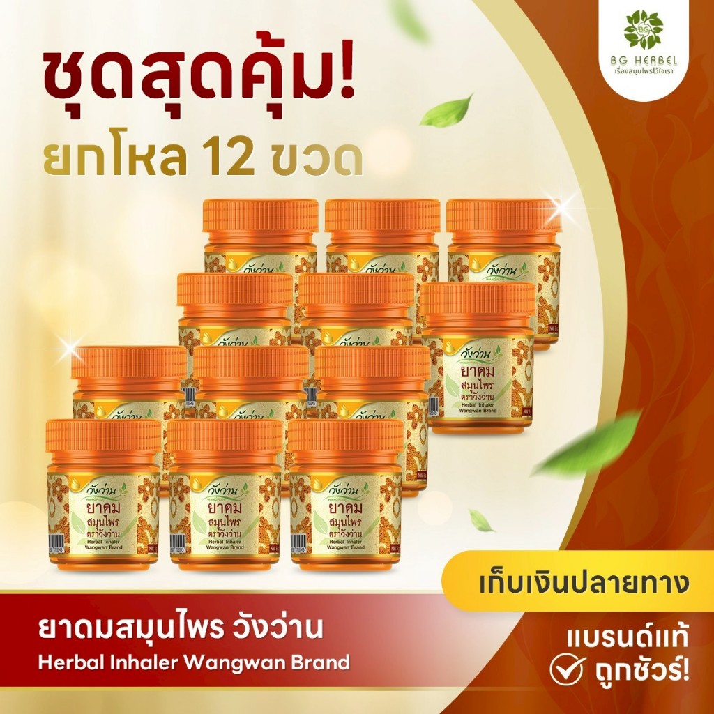 [ยกโหล 12 ขวด]ยาดมสมุนไพรตราวังว่าน Herbal inhaler Wangwan Brand