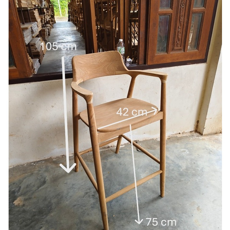 พร้อมส่ง‼️ เก้าอี้บาร์ไม้สัก รุ่น Hiroshima