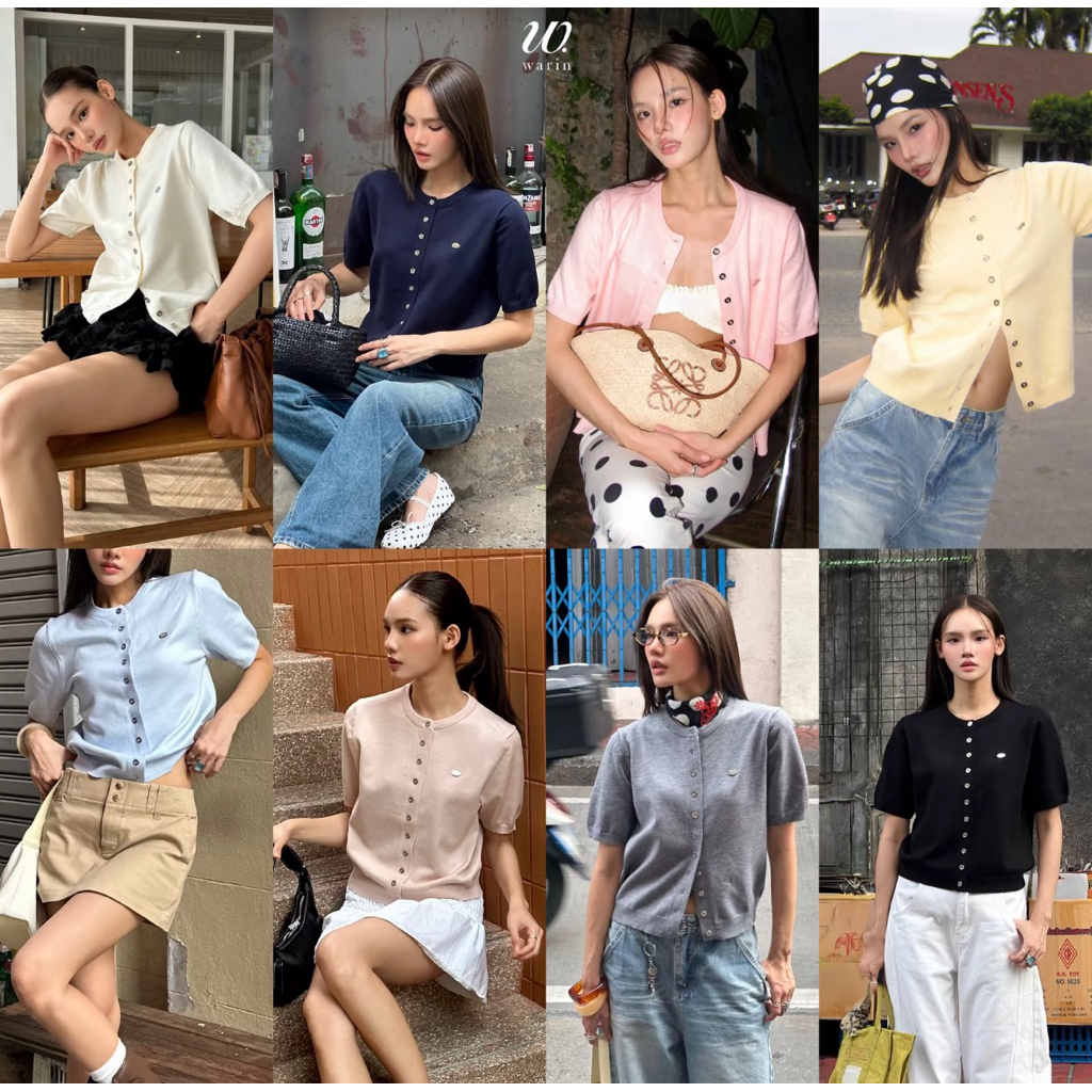 Warin เสื้อคอกลมแขนสั้น ไหมพรมทอ รุ่น Double B - รหัส WR9901