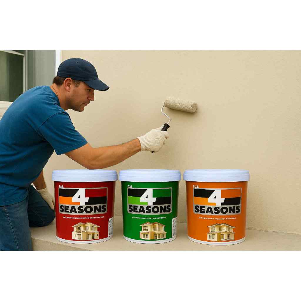 สี 4 Season Toa l สีน้ำทาผนัง ภายนอก/ภายใน 18ลิตร l สีโฟร์ซีซั่น สีขาว #A1000 ถังใหญ่ สีขาวด้าน