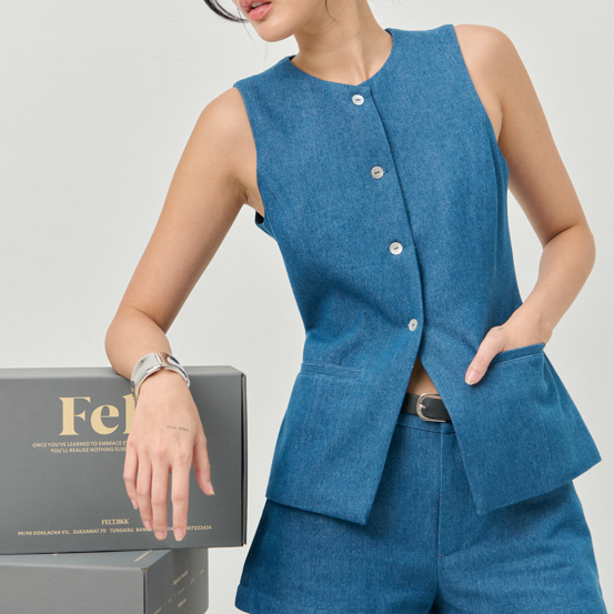 Felt.bkk Mila Jeans Shorts Set เซ็ทชุดยีนส์ Vest & Shorts (สามารถซื้อแยกได้)