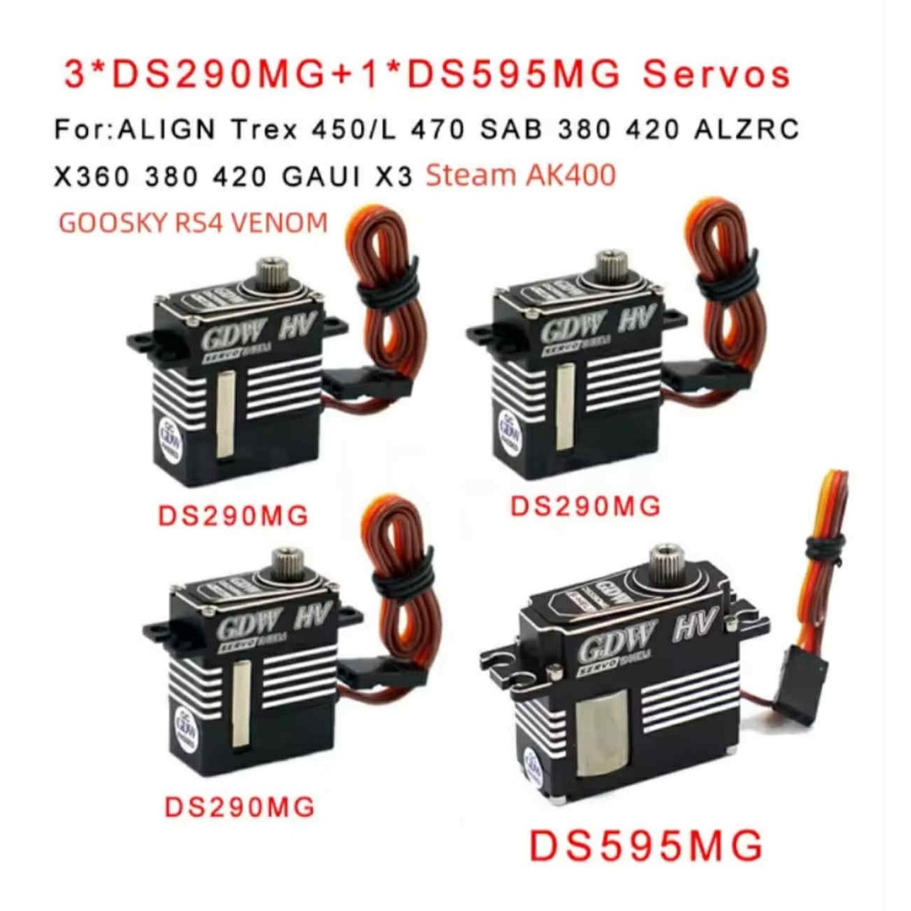 GDW Digital Metal Servo DS290MG ยกพิท / DS595MG-HV กันหาง for 450/360/380/420/500/550 (ส่งจากกรุงเทพ