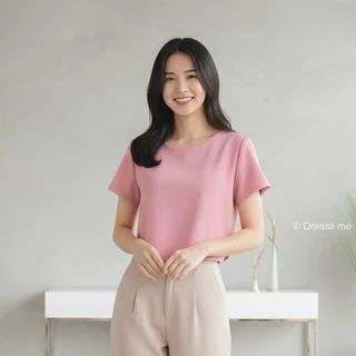 Dressii me - Chic Collection U Top - เสื้อครอปคอกลม ทรงตรงใส่สบาย ดีไซน์เรียบๆ ไม่ตกเทรนด์