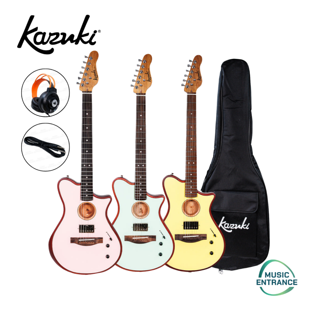Kazuki Hybrid Guitar Acoustacaster TL กีตาร์ไฮบริด ได้ทั้งแบบ กีตาร์ไฟฟ้า และ กีตาร์โปร่ง ทรงTele