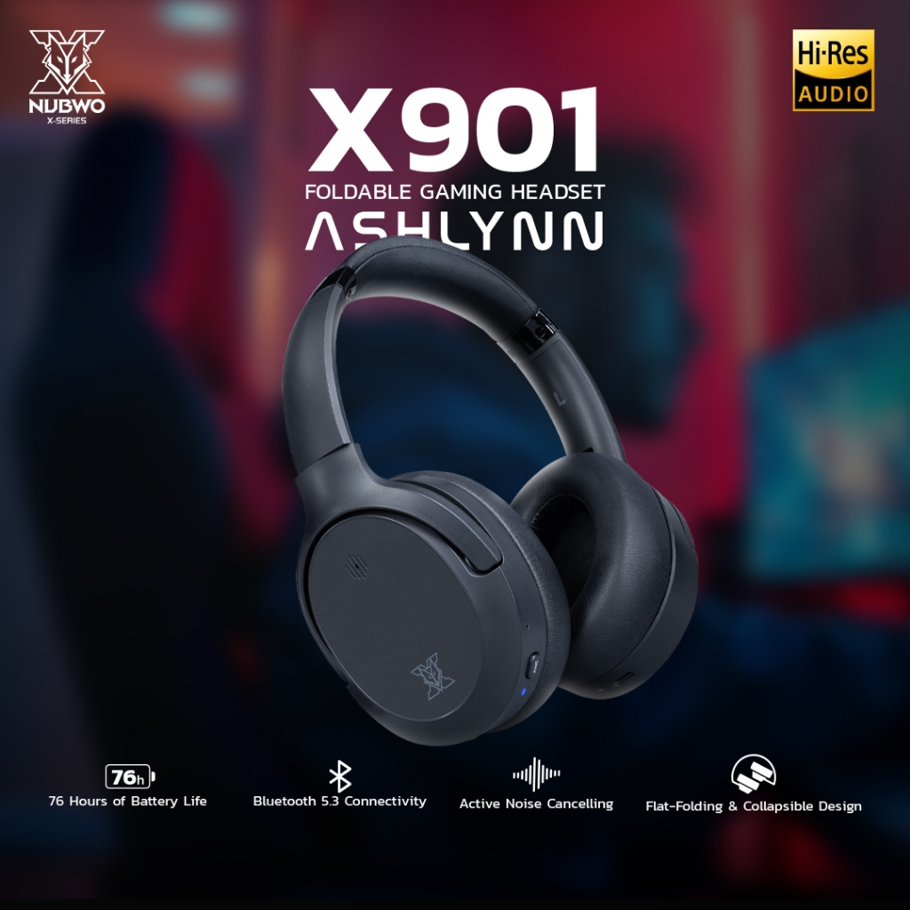 Nubwo X901 ASHLYNN Foldble Gaming Headset Bluetooth5.3  หูฟังไร้สาย เสียงดี Hi-Res Audio เล่นเกมได้ไ