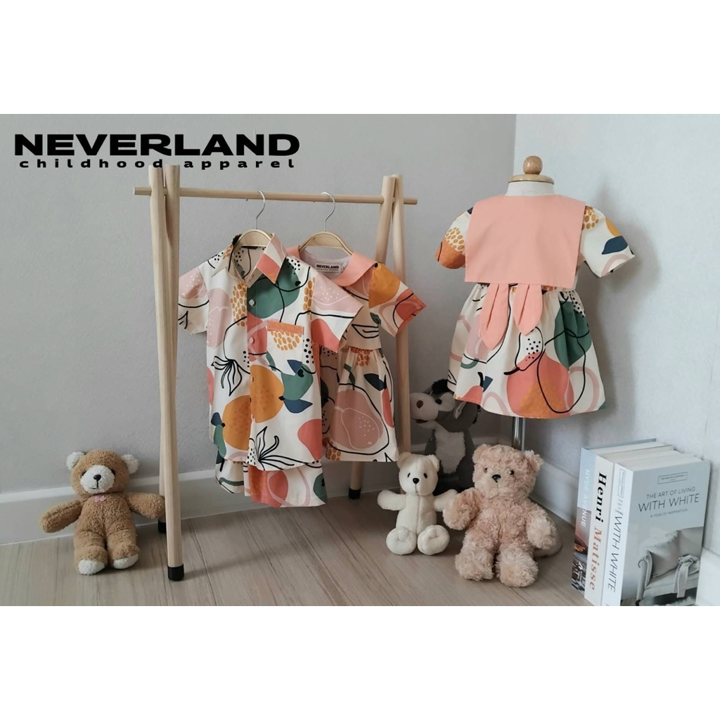 NEVERLAND ชุดคู่ลูกชาย & ลูกสาว พิมพ์ลายผลไม้ สีครีม ผ้า Cotton 100%