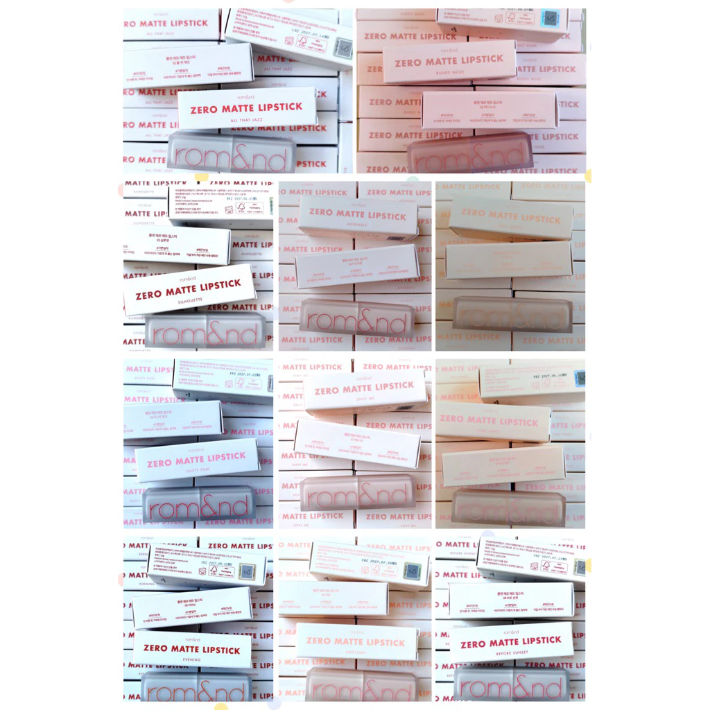 (สั่งในไลฟ์ลด50%) ลดล้างสต๊อก rom&nd zero matte lipstick 3g. ลิปแมทนุ่มปาก ทาง่าย สีสวยมาก