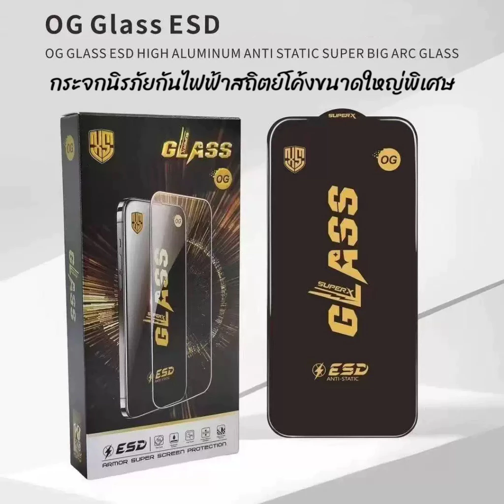 FF (ราคาส่ง 10in1)ฟิล์มกระจกสำหรับiPhoneแบบเต็มจอจอโค้ง ป้องกันไฟฟ้าสถ OG17/16Pro15Promax/14PROMAX/13PROMAX/13 Pro/12 Pr