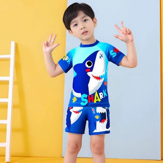 ชุดว่ายน้ำเด็กเล็กทูพีชพร้อมหมวก ชุดว่ายน้ำเด็กลายการ์ตูนน่ารักๆ ( Y09 )