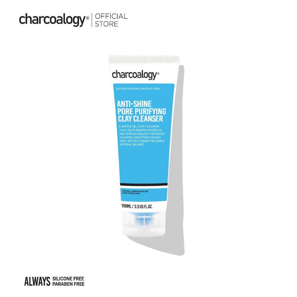 ชาร์โคโลจีโคลนล้างหน้าถ่านไม้ไผ่คุมมัน ลดสิว Charcoalogy Anti-Shine Clay Cleanser 100 ml