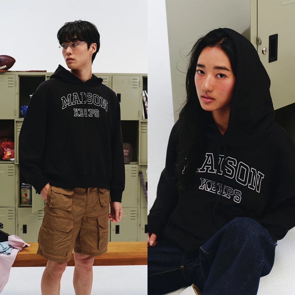maison KEEPS | College Logo Hoodie | เสื้อสเวตเตอร์แขนยาว ฮู้ดดี้ ปักโลโก้