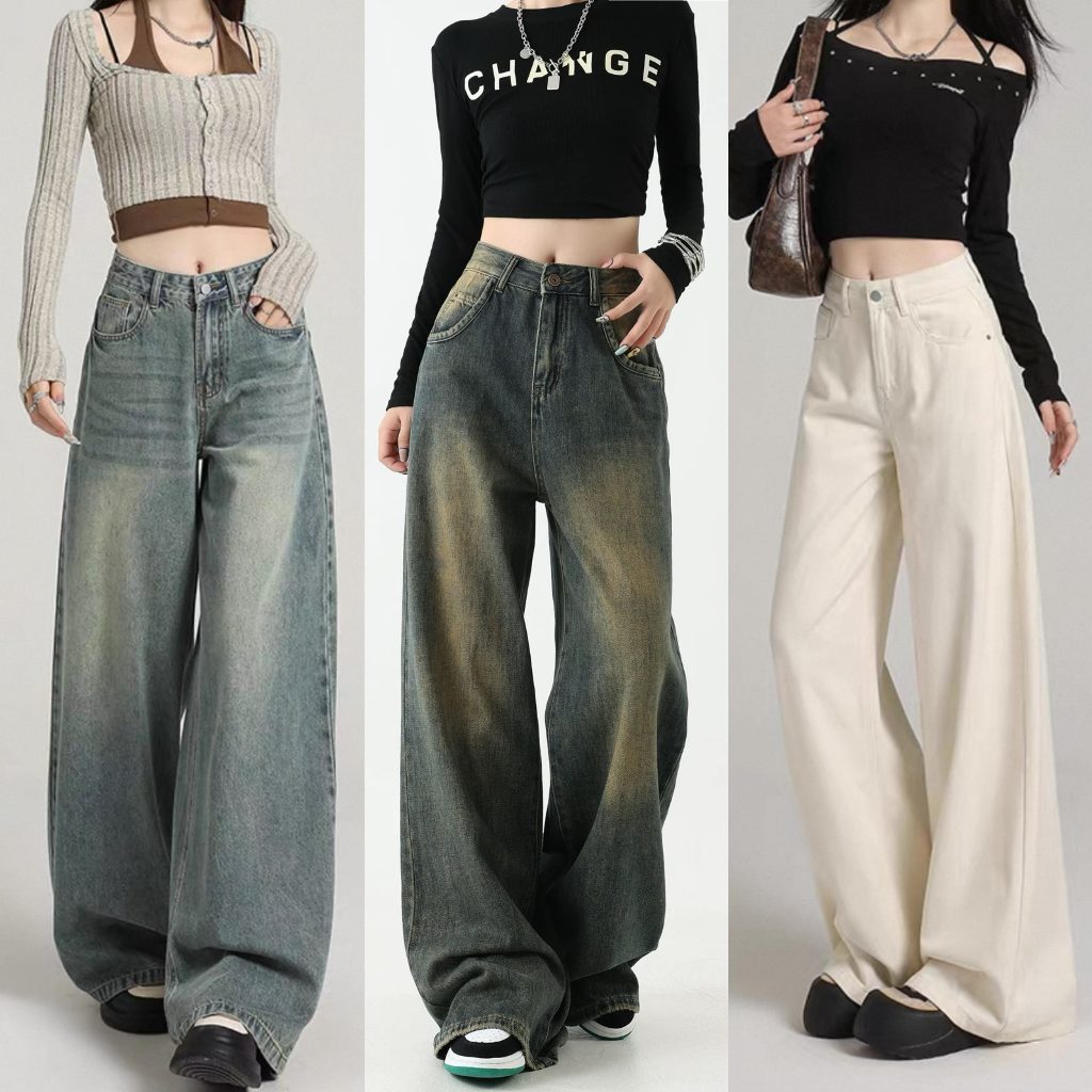 ดเอวสูง ขากระบอกใหญ่ วินเทจ ทรงสวย มีครบไซส์ค่ะ กางเกงยีนส์ทรงกระบอกใหญ่ ย้อนยุค กางเกงยีนส์
