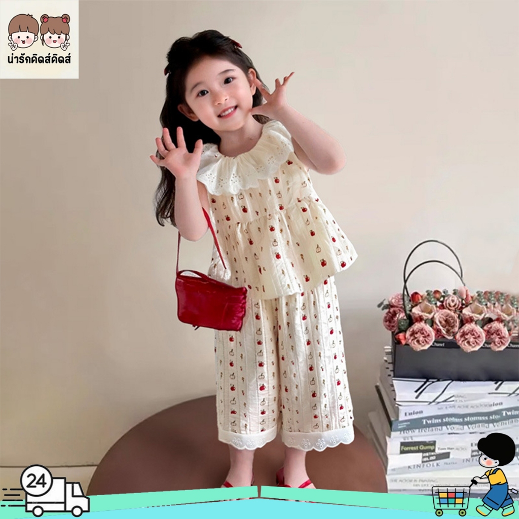ชุดแขนกุดเด็กผู้หญิง ชุดเสื้อเด็กผู้หญิง มีหลายแบบให้เลือก ลายดอกไม้ เหมาะกับอายุ 1-12 ปี