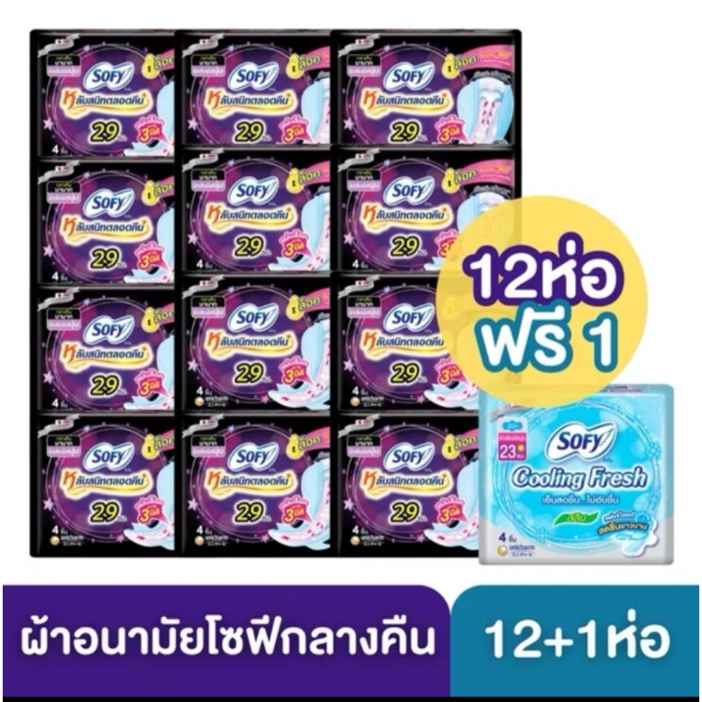 ผ้าอนามัยโซฟีกลางคืน 29 ซม.แถมฟรีสูตรเย็น1
