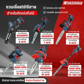 เลื่อยไฟฟ้า MASARU SCS-410/415/420 เลื่อยไฟฟ้าไร้สาย เลื่อยโซ่ มีจอ LED ตัดเร็ว ใช้งานง่าย แบต 20V