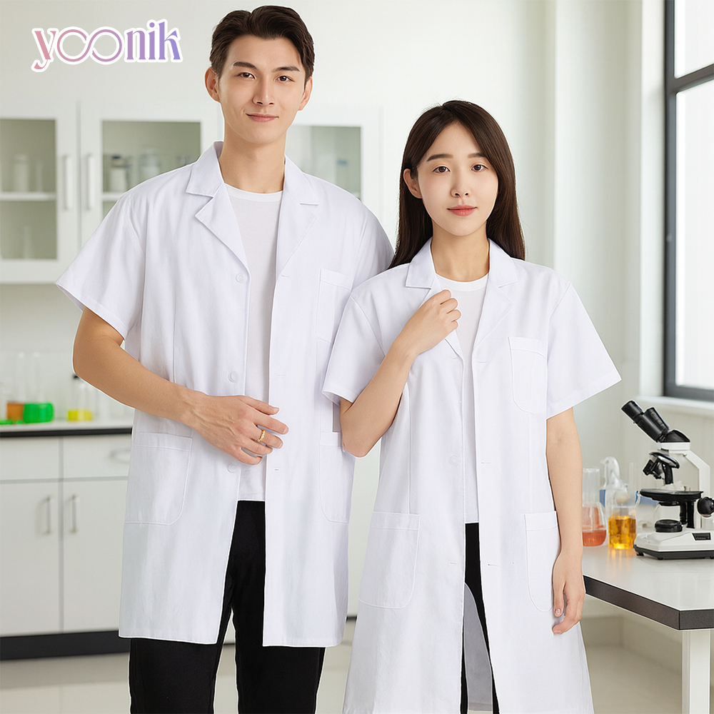 เสื้อกาวน์ยูนิฟอร์ม แขนสั้น-แขนยาว เสื้อคลุมกันฝุ่น สำหรับห้องปฏิบัติการ