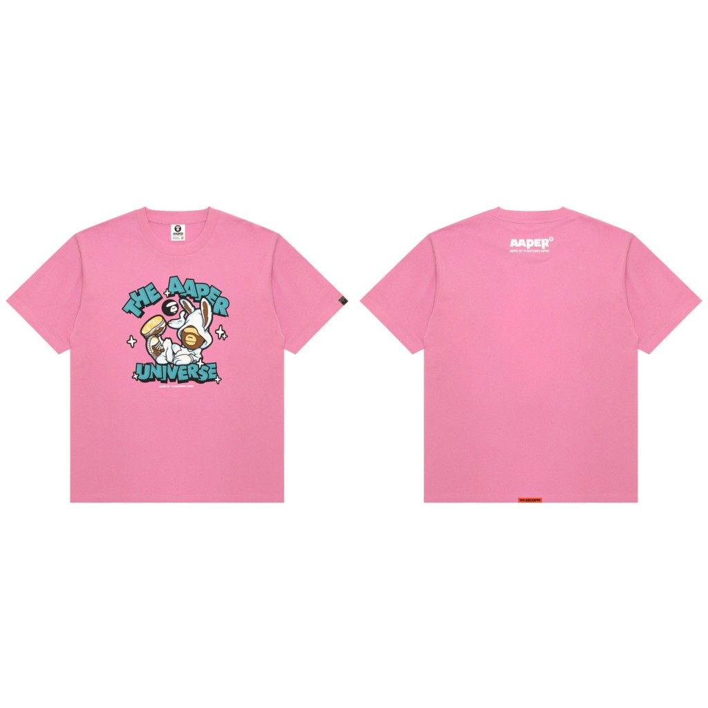 [ ของแท้ ] เสื้อ Aape by a bathing ape Cartoon print t-shirtPink ของใหม่ พร้อมส่ง