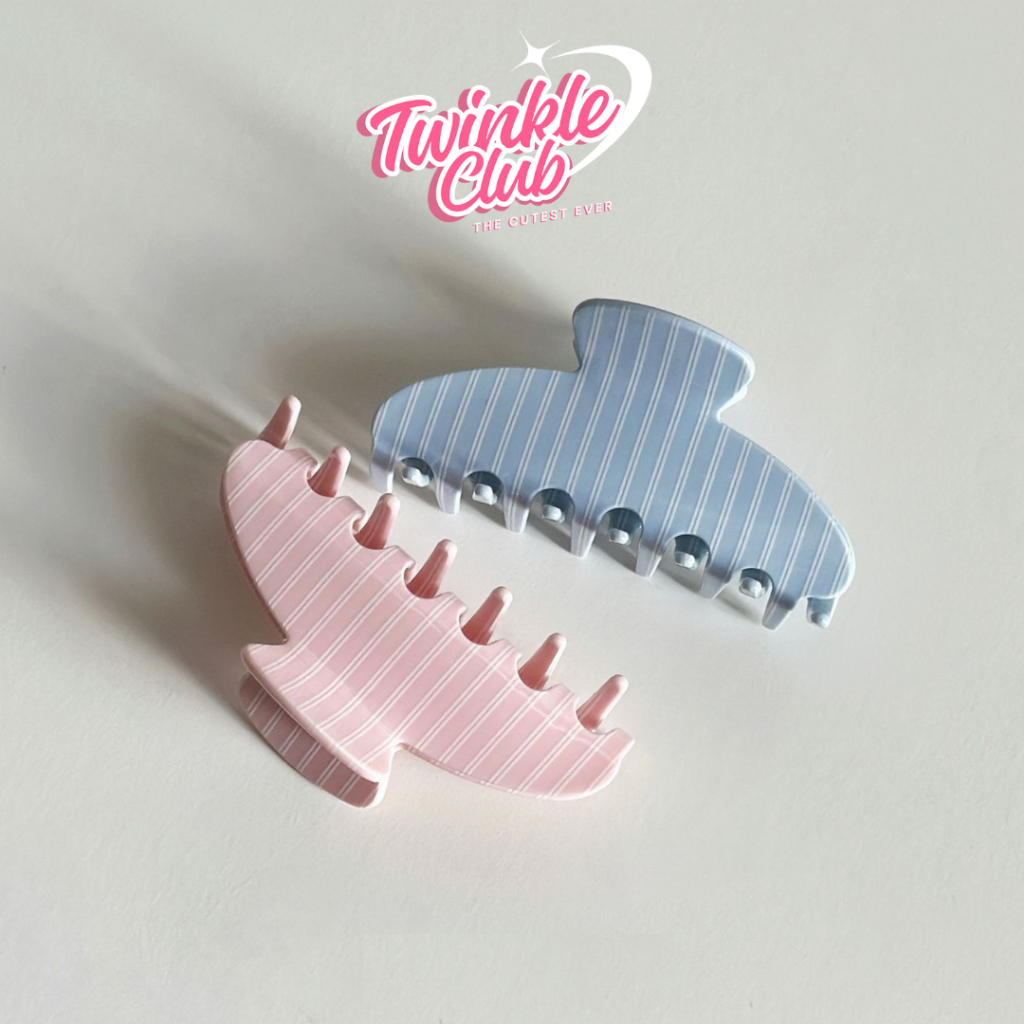 Twinkle Club | Pastel Stripe Hair Clip กิ๊บหนีบผมสีพาสเทล กิ๊บหนีบผมลายทาง สีหวาน ๆ ไม่เจ็บหัว ไม่กินผม