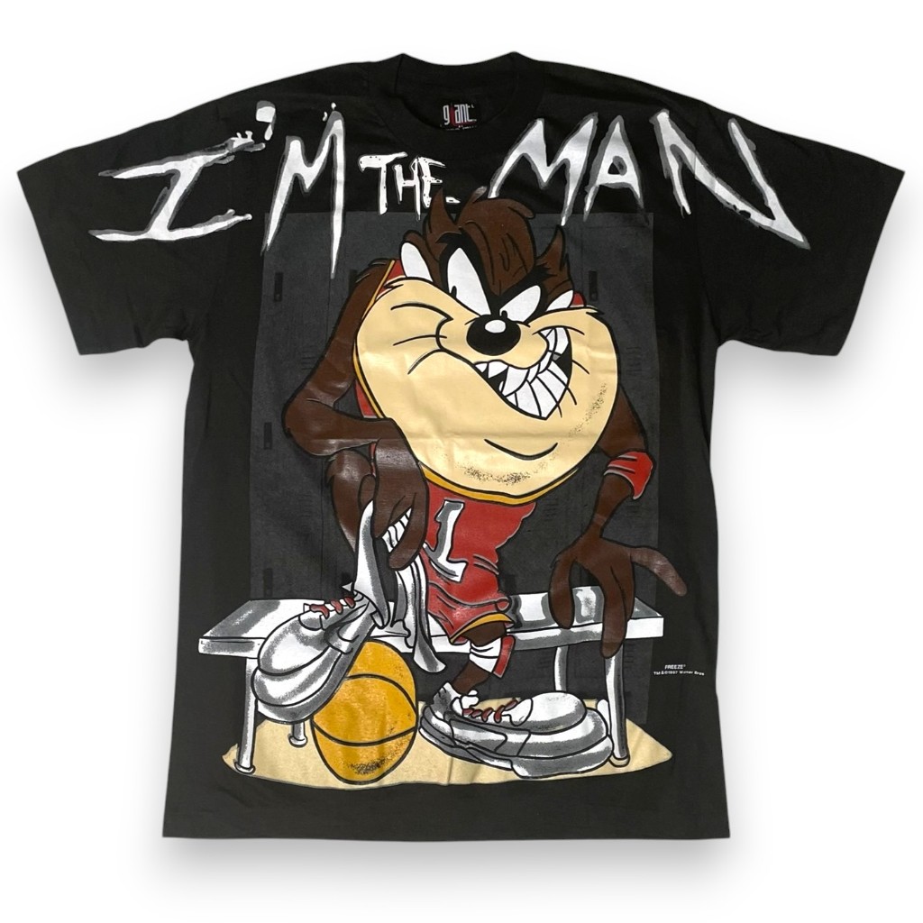 เสื้อยืดลายการ์ตูน Taz Looney Tunes ลาย I'm The Man งาน Bootleg สไตล์วินเทจ 90s