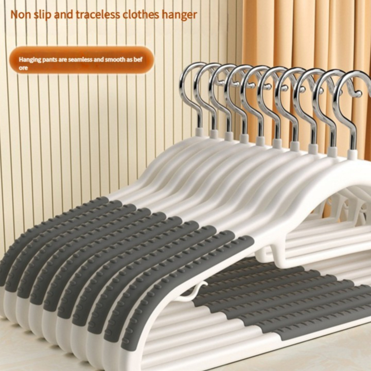 ไม้แขวนเสื้อกันลื่นสำหรับปากปลา ไม้เเขวนขอบกันลื่น แขวนผ้า รุ่นกันลื่น ตะขอเเขวนสายเดี่ยว (1 แพ็ค 10 ชิ้น) จัดส่งที่รวดเ