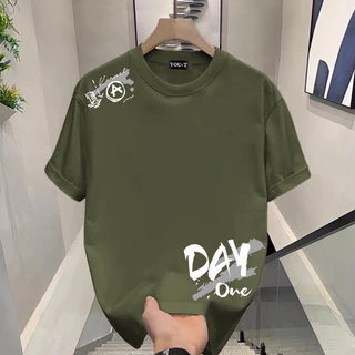 Basi💥เสื้อยืด oversize unisex สตรีทแฟชั่น โคตรนุ่ม เสื้อ cotton 100% ไม่หดตัวลาย เสื้อไม่ยับ ลาย "DAY ONE"