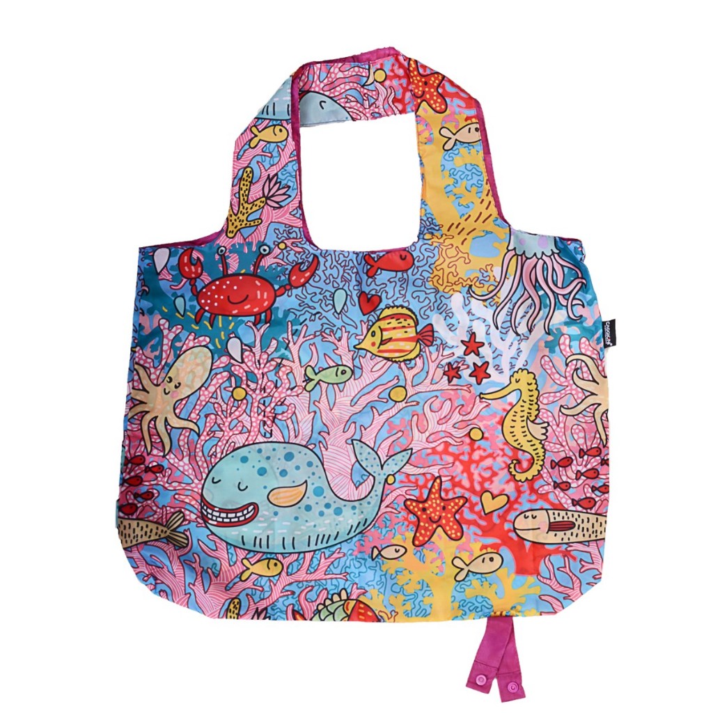 CAGGIONI : ถุงผ้าร่มพับได้ ถุงผ้าช็อปปิ้งกันน้ํา แบบพกพา เหมาะกับเดินชายหาด สําหรับซูเปอร์มาร์เก็ต ร้านขายของชํา