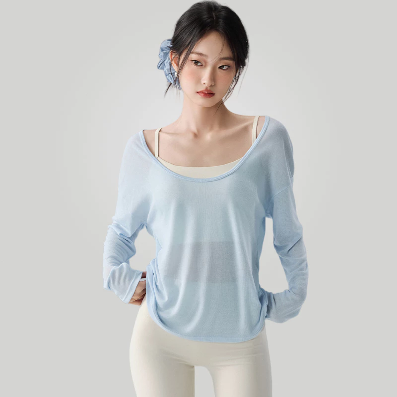 GymHub เสื้อคลุมโยคะผู้หญิง ผ้าตาข่าย แขนยาว thumbnail 8