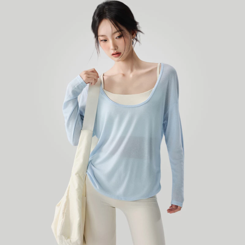 GymHub เสื้อคลุมโยคะผู้หญิง ผ้าตาข่าย แขนยาว thumbnail 10