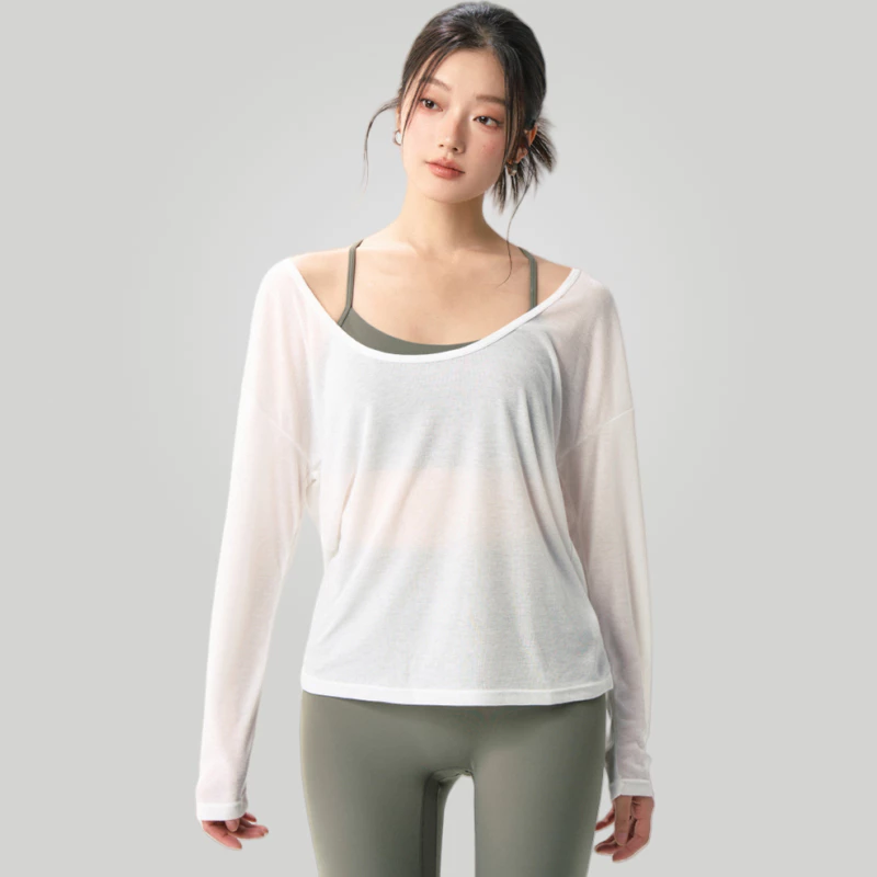 GymHub เสื้อคลุมโยคะผู้หญิง ผ้าตาข่าย แขนยาว thumbnail 5