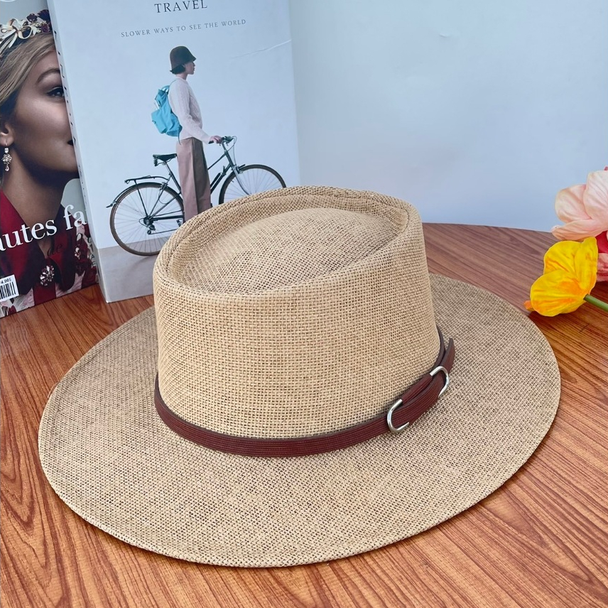 หมวกสานทรง Dumont Hat อัดแข็ง แต่งคาดเข็มขัด สินค้าพร้อมส่งจากไทย B082 - รูปที่ 6