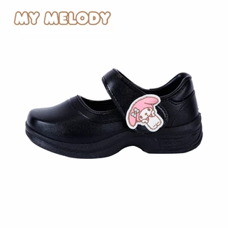 MY MELODY ใหม่ล่าสุด รองเท้านักเรียนหญิงมายเมโลดี้ หนังดำพื้นลายมายเม รุ่นMM-101