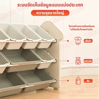 LionToys ชั้นวางของเล่น ชั้นวางหนังสือเด็กขนาดใหญ่ พร้อมฝากันฝุ่น